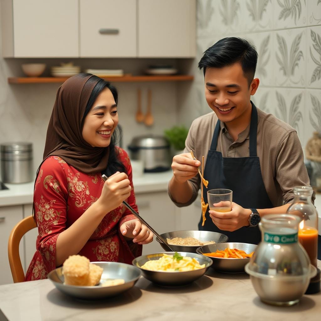 hubungan intim sedang masak bersama